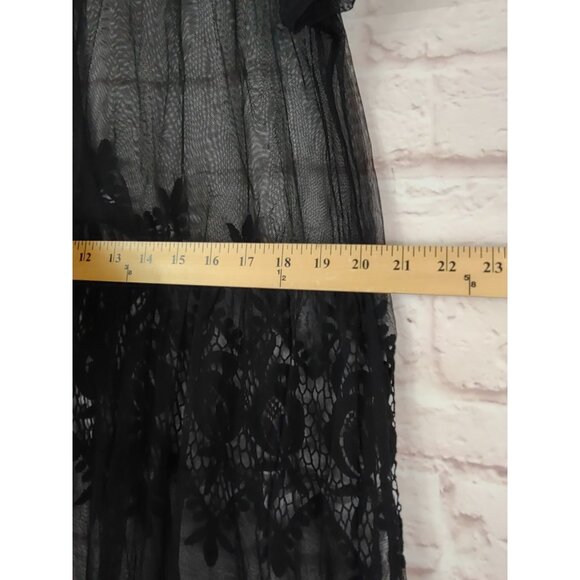 Colleen Lopez Sheer Lace Robe Coverup Lingerie 1X Black Femme Fatale Fairy Goth - Picture 5 of 9